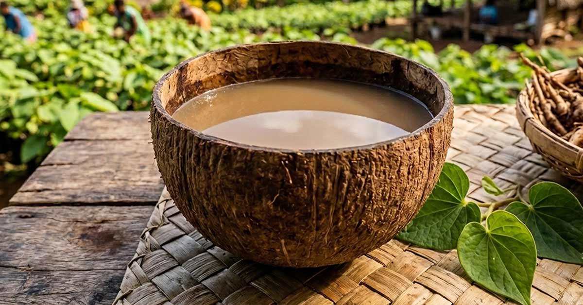 Kava served in a traditional bowl