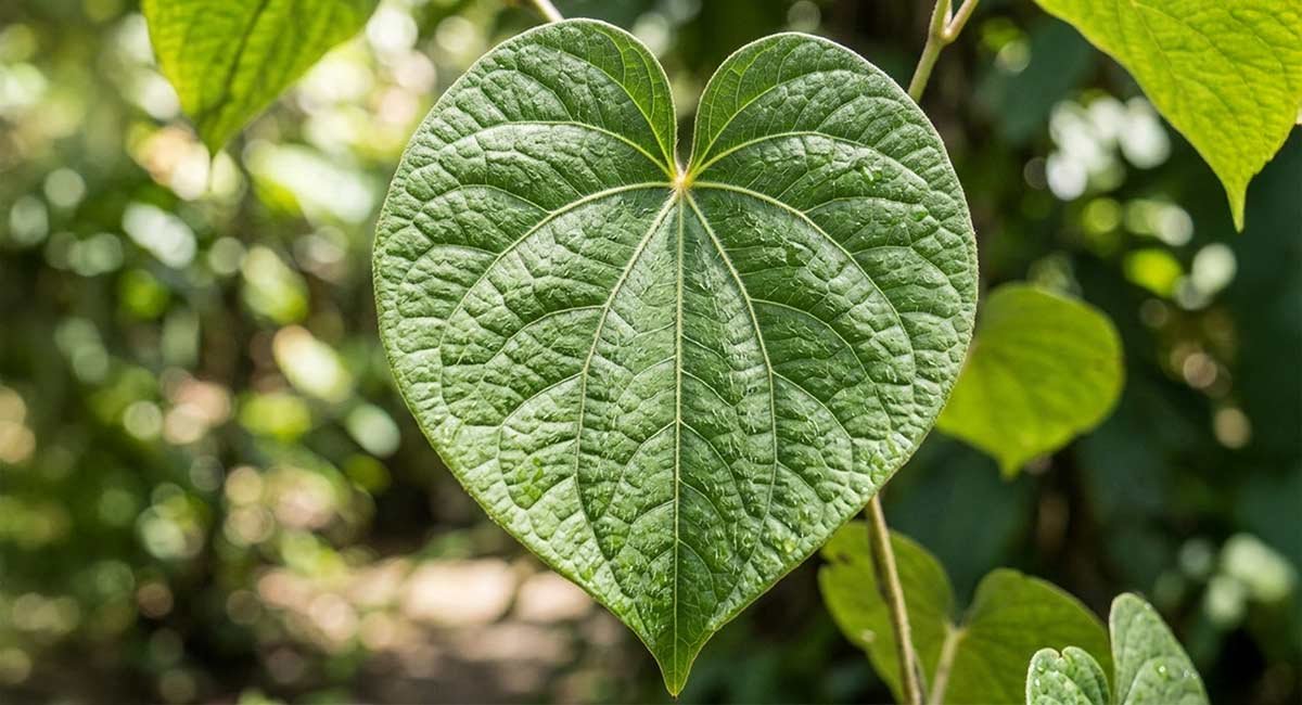 Close-up of a kava plant leaf