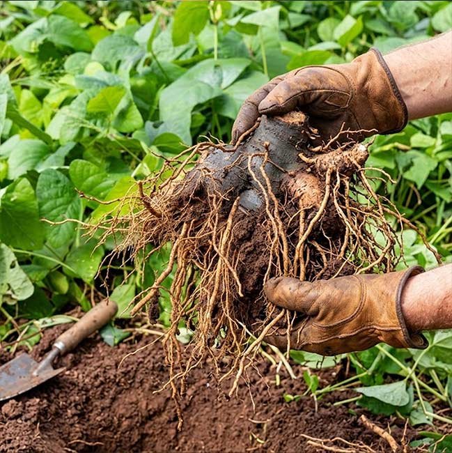 Freshly harvested kava root and rhizome